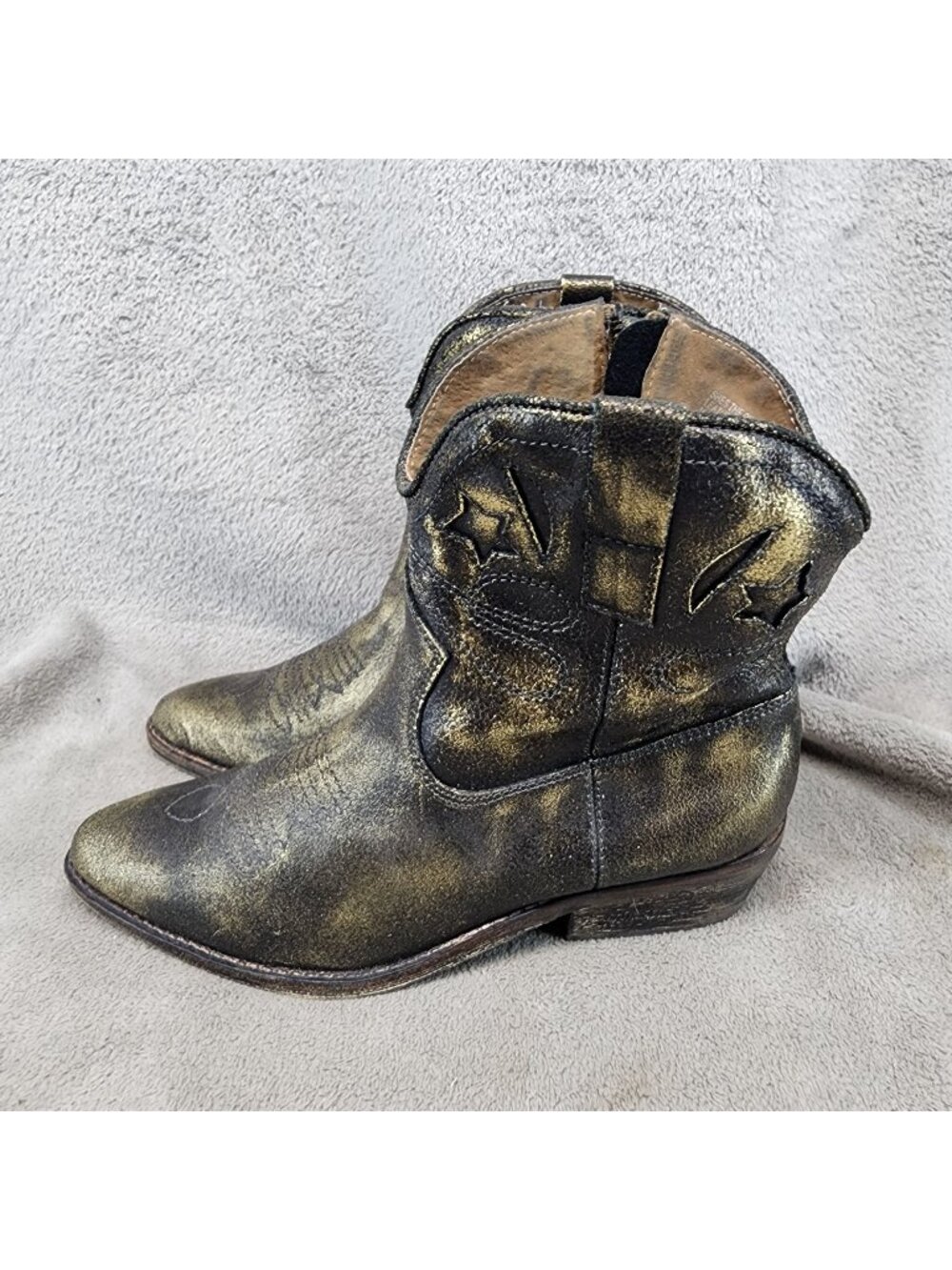 ZiGiny Shoes Womens Size 8 She's The One Gold Leather Western Boots *Read*